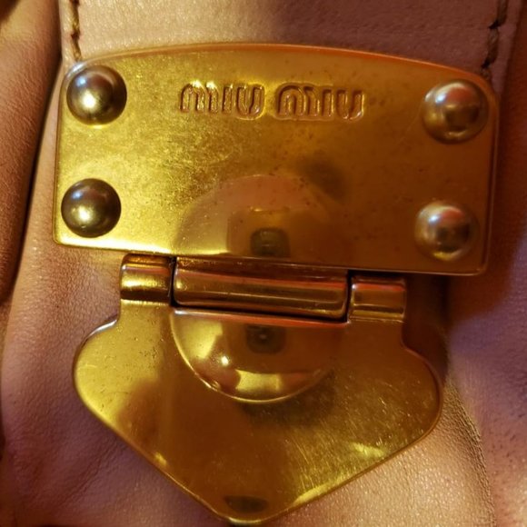 Vintage Miu Miu Prada Metelasse arcadie Leather hobo tote crossbody pink beige - Picture 13 of 14